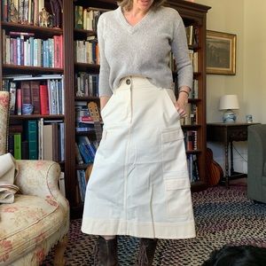 Lee Mathews Cream Cotton Skirt